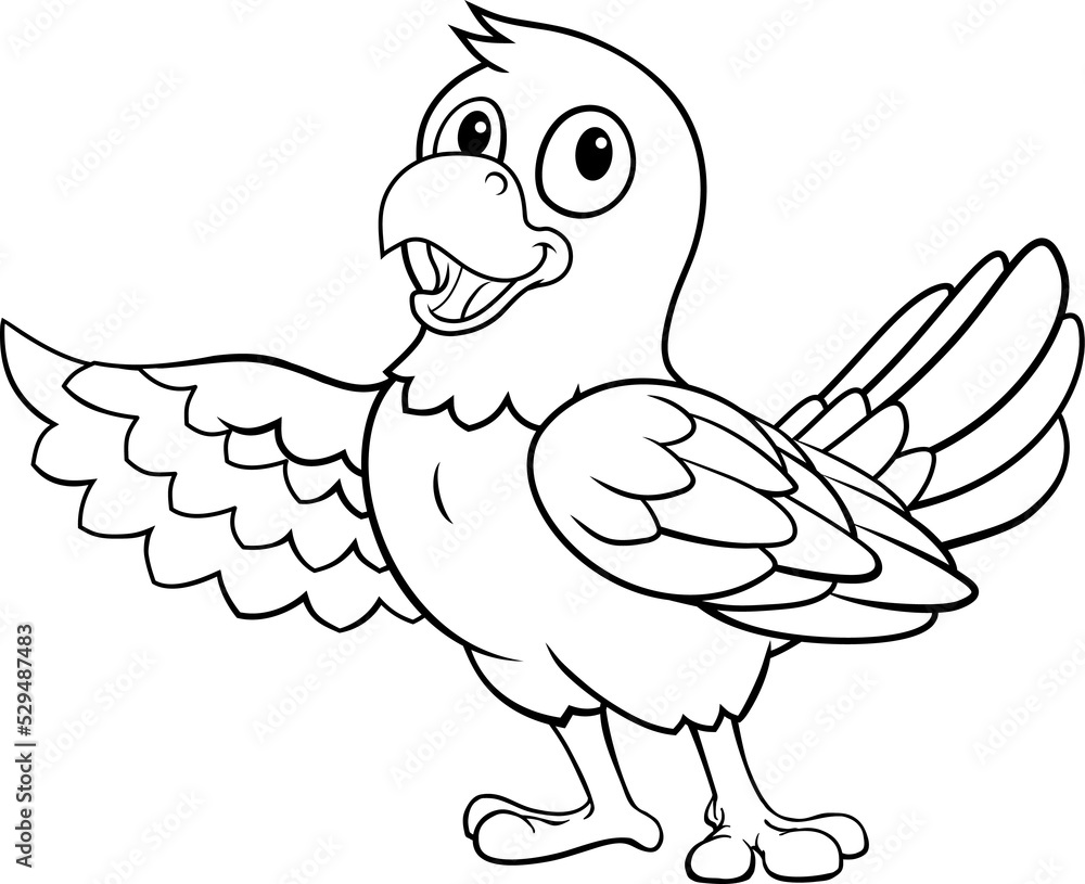 Parrot Macaw Bird Cartoon Coloring Mascot Stock Illustration | Adobe Stock