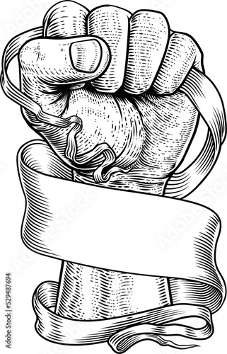 Fist Scroll Paper Banner Ri...