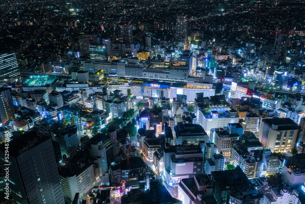 Fototapeta premium 東京都 池袋、サンシャイン60展望台からの池袋駅周辺の夜景