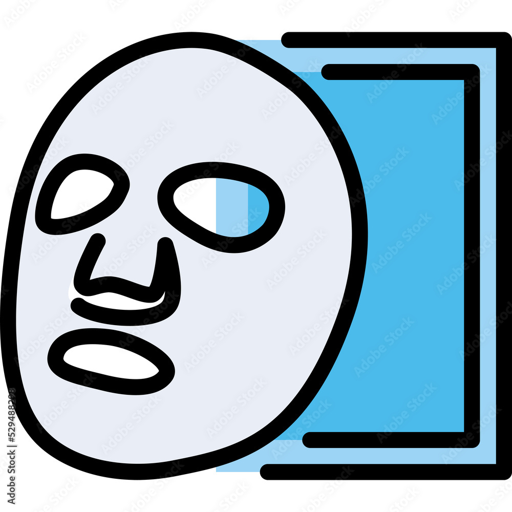 Facial sheet mask icon. Filled outline design. For presentation. Facial sheet mask icon. Filled outline design. For presentation.