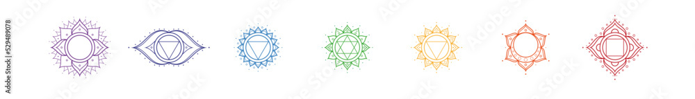Fototapeta premium Chakra Symbols Lineart