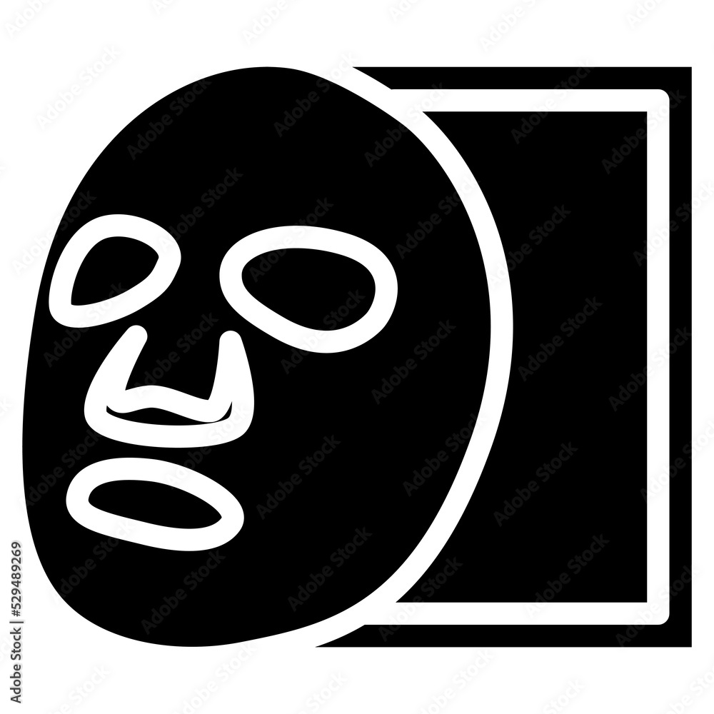 Facial sheet mask icon. Solid design. For presentation. Facial sheet mask icon. Solid design. For presentation.