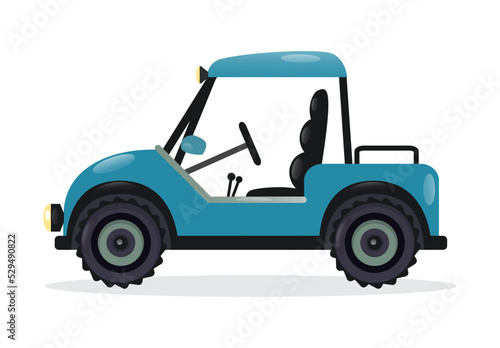 Golf cart isolated vector illustration. Outdoor auto racing, sport vehicle, off road 4x4 buggy design element.