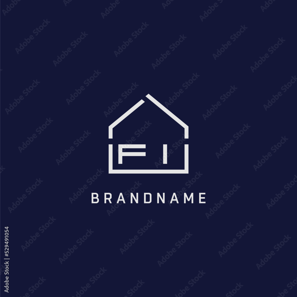 Initial letter FI roof real estate logo design ideas Stock Vector ...