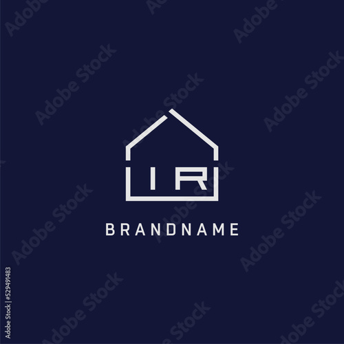 Initial letter IR roof real estate logo design ideas