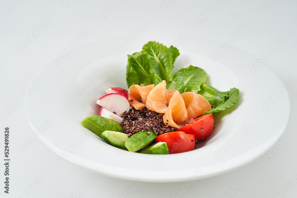 appetizer with red fish and vegetables appetizer with red fish and vegetables