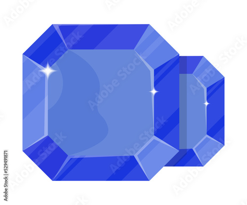 Jewelry sapphire icon vector illustration isolated on white background. Blue precious stone, colorful gemstones, jewel crystal, cut gem in flat design.