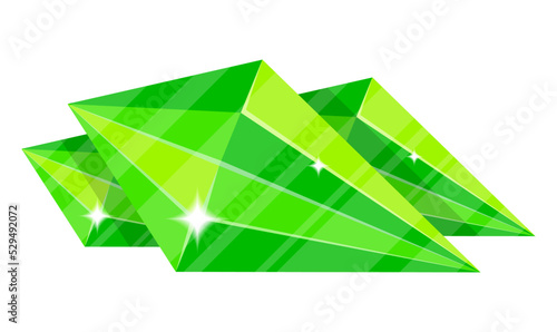 Jewelry emerald icon vector illustration isolated on white background. Green precious stone, colorful gemstones, jewel crystal, cut gem in flat design.