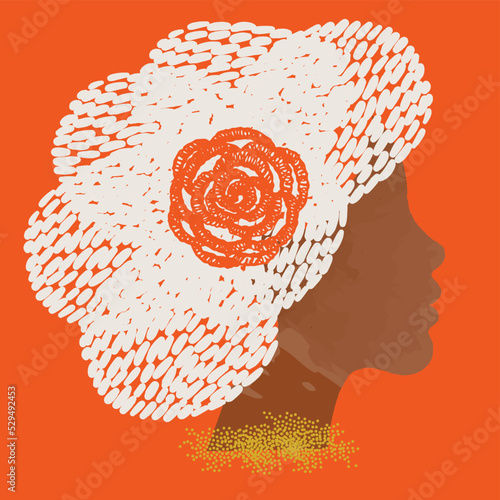 diversity people - black woman face and white hair vector