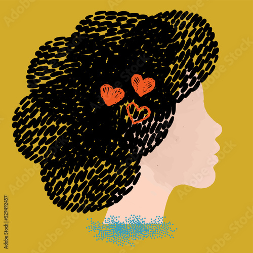 diversity people - white woman face and black hair vector