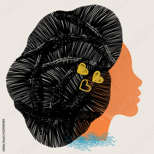 diversity people - white woman face and black hair vector