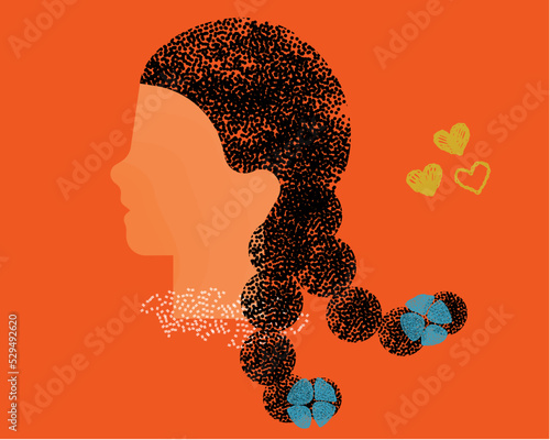 diversity  people - white girl face and black hair vector