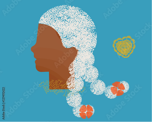 diversity  people - black girl face and white hair vector