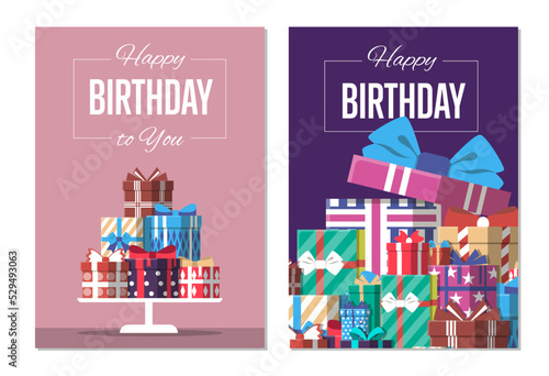 Photography Happy birthday to you greeting card design set vector illustration