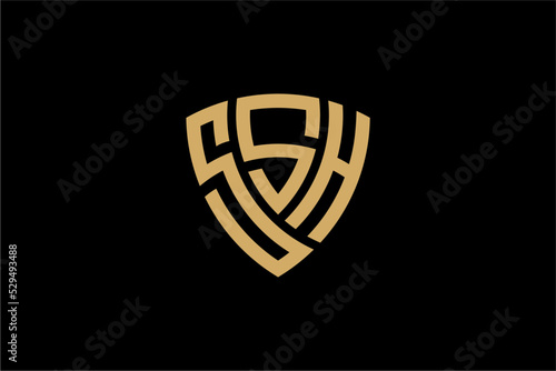 SSH creative letter shield logo design vector icon illustration photo