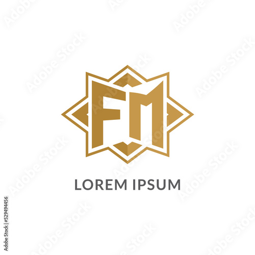 Initial letter FM logo monogram with eight point star style design ideas
