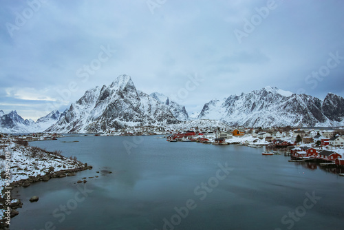 Famous Lofoten landscape in winter photo