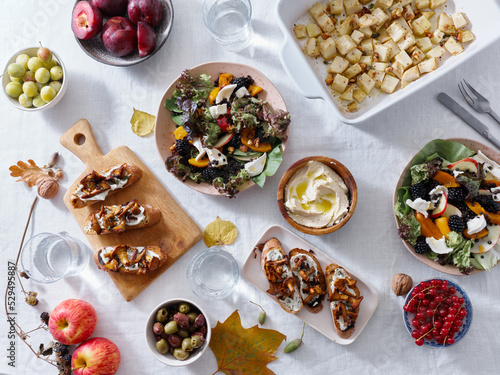 Festive vegetarian dinner photo