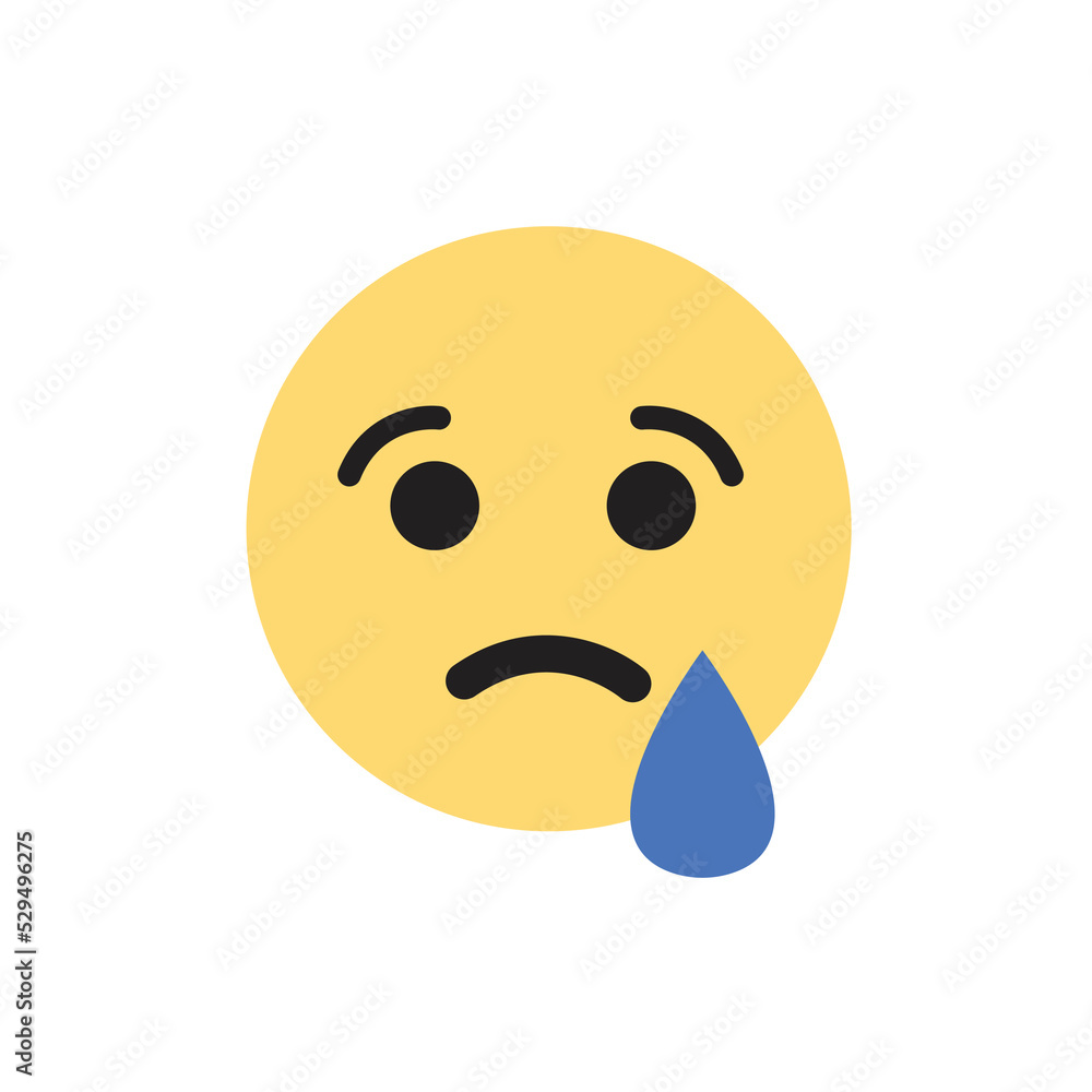 Fototapeta premium sad face with tear reaction emoji vector illustration