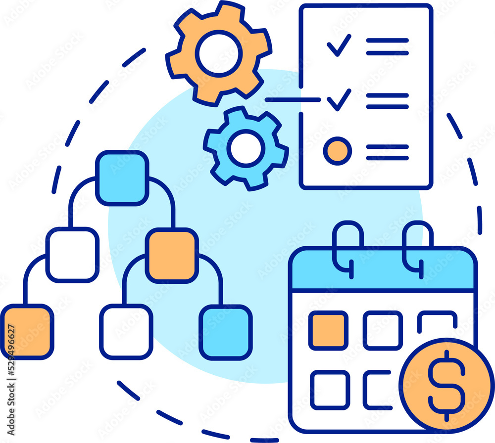 Planning phase concept icon. Build work strategy. Project management abstract idea thin line illustration. Isolated outline drawing Planning phase concept icon. Build work strategy. Project management abstract idea thin line illustration. Isolated outline drawing