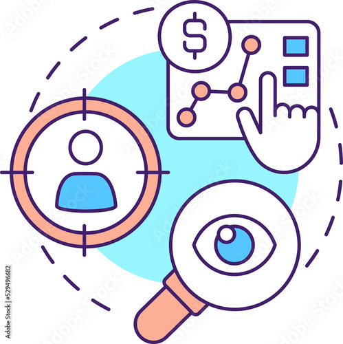 Conducting research concept icon. Analyse market and customers. Product management abstract idea thin line illustration. Isolated outline drawing