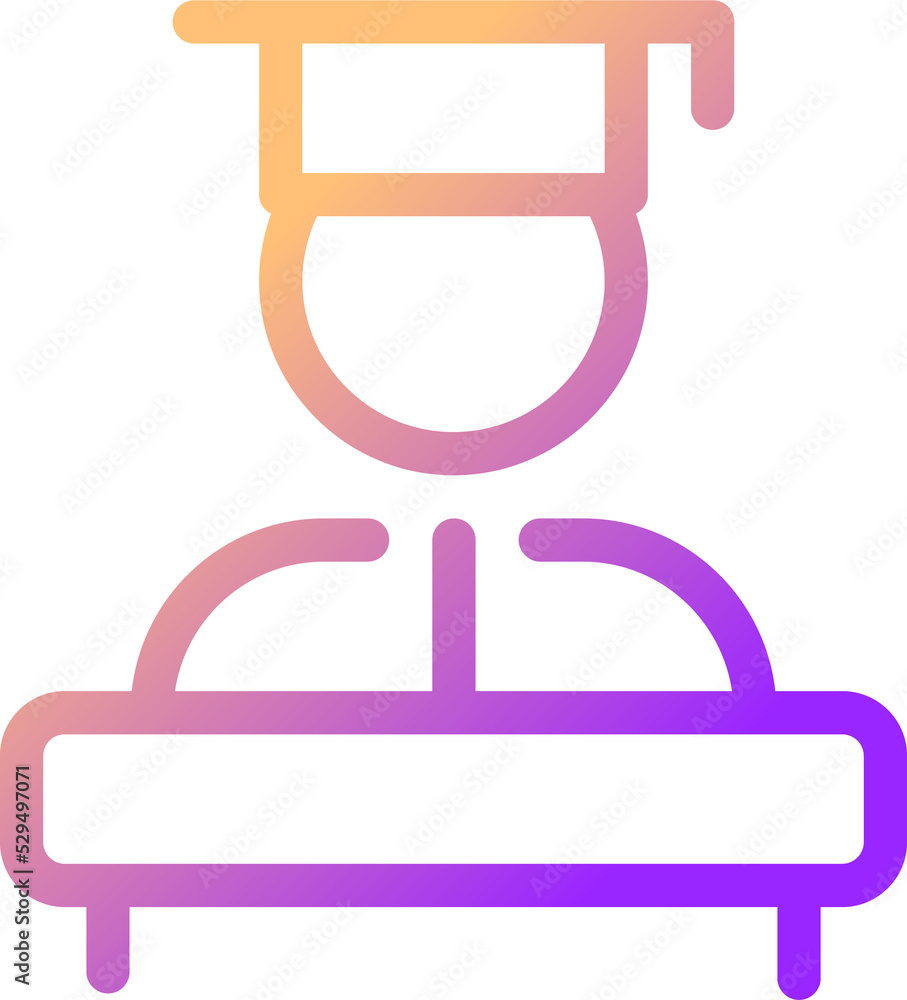 Graduation ceremony gradient linear ui icon. Commencement speaker. Valedictory speech. Line color user interface symbol. Modern style pictogram. Raster isolated outline illustration Graduation ceremony gradient linear ui icon. Commencement speaker. Valedictory speech. Line color user interface symbol. Modern style pictogram. Raster isolated outline illustration