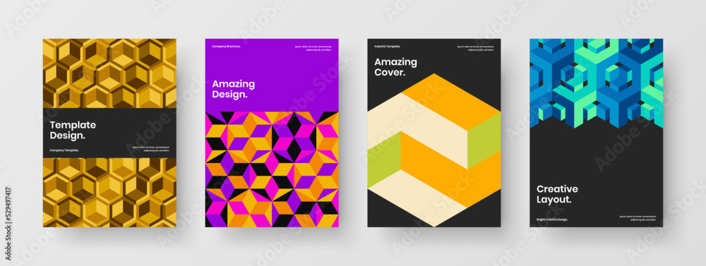 Isolated mosaic tiles company brochure concept composition. Clean corporate identity A4 design vector template collection. Isolated mosaic tiles company brochure concept composition. Clean corporate identity A4 design vector template collection.