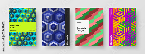 Minimalistic geometric pattern corporate cover layout set. Abstract brochure design vector illustration composition.