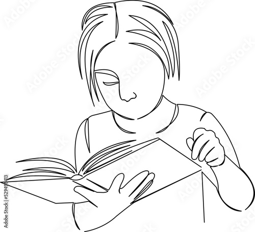 girl reading a book studying
