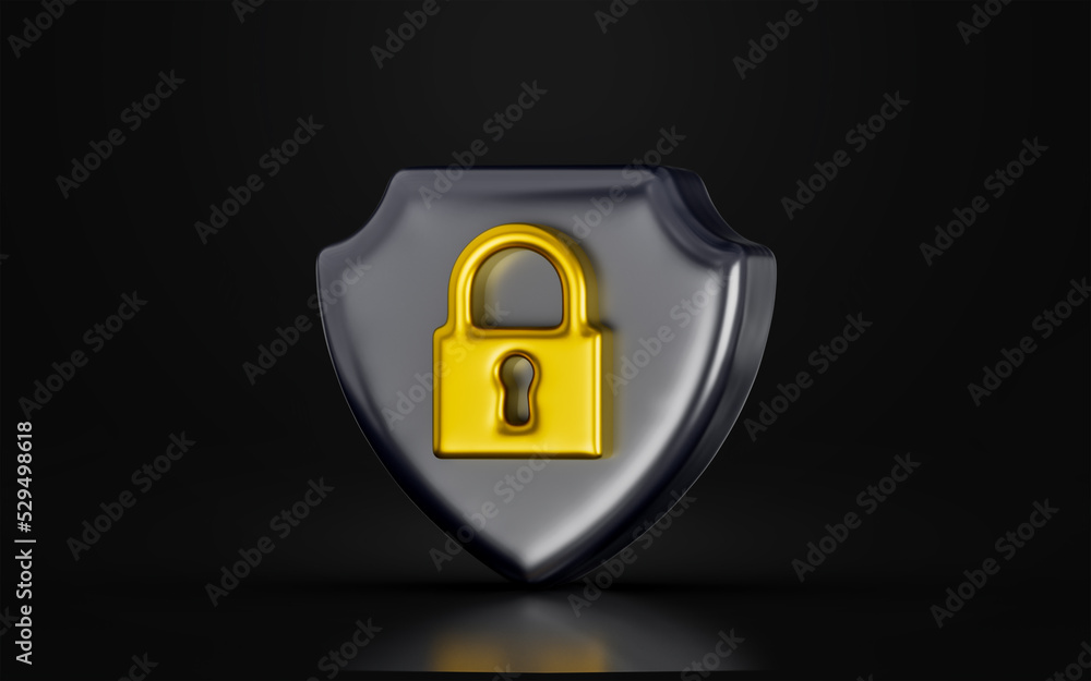 security shield padlock sign on dark background 3d render concept for privacy protect password security shield padlock sign on dark background 3d render concept for privacy protect password