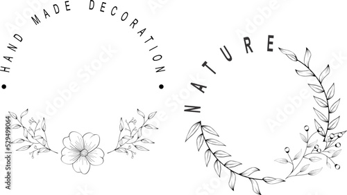 flowers black lines tattoo pack collection sticker illustration in vector format