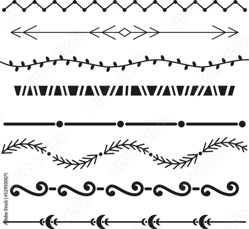 Set of hand drawn lines and dividers. Doodle vector design elements. hand drawn frame