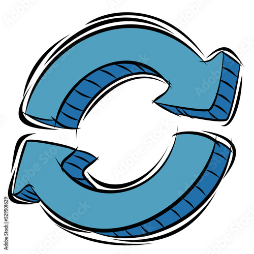 Vector Doodle of Two Blue Circular Arrow Icon