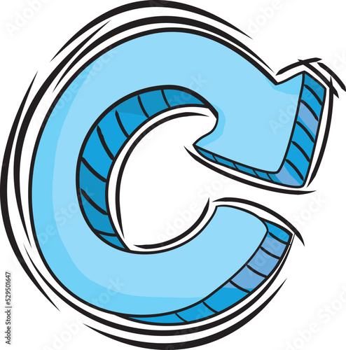 Vector Doodle of Blue Circular Arrow Icon
