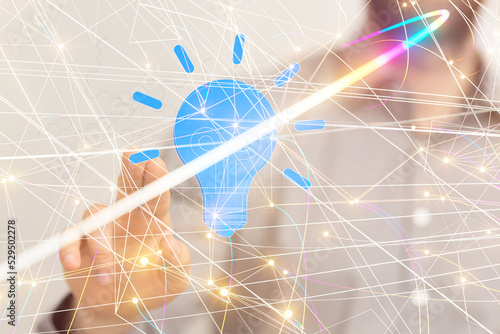 lampNeural network 3D illustration. Big data and cybersecurity