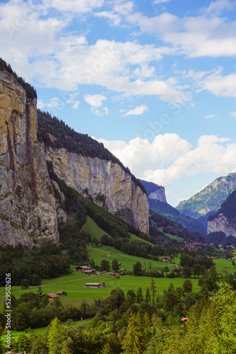 Fotografie Alpine landscape, a famous valley in Switzerland