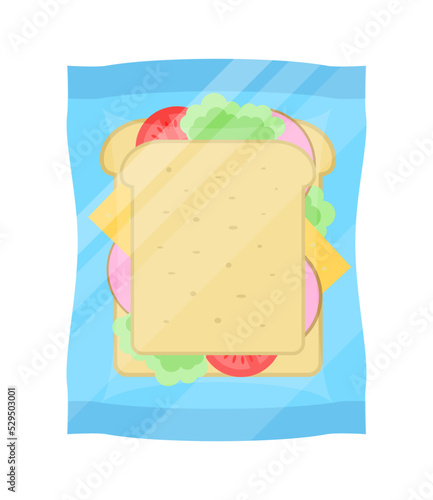 Packaged sandwich icon vector illustration isolated on white background. Cafe or restaurant fast food snack, vending machine menu pictogram in flat design