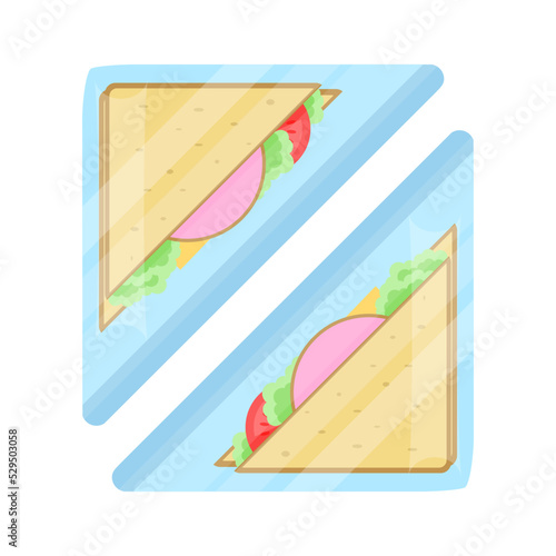 Packaged club sandwich icon vector illustration isolated on white background. Cafe or restaurant fast food snack, vending machine menu pictogram in flat design