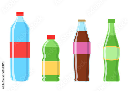 Soda plastic bottle set vector illustration isolated on white background