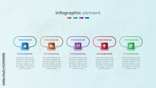 	
Modern five step timeline infographic element