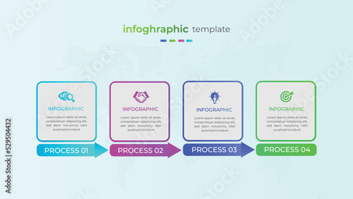 Modern gradient four step business infographic element
