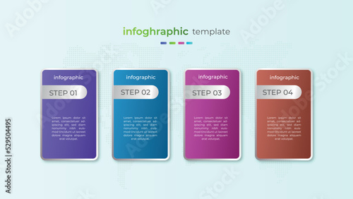 	
Four step gradient timeline infographic design