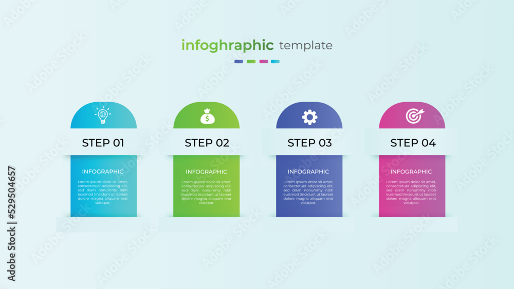 	
Modern gradient four step business infographic element