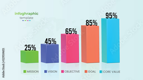 	
Five step modern 3d bar chart infographic element