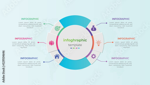 Modern six step business infographic diagram