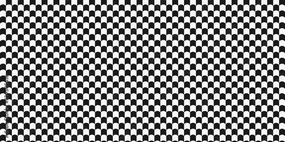 Black-and-white checkered cells from up-curved cells.