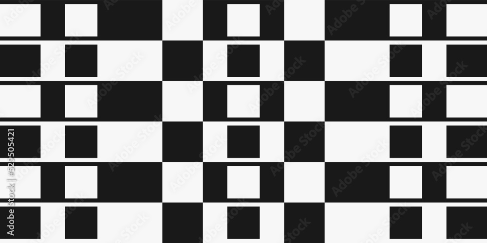 Fototapeta premium Black and white checkered cage decor. Simple pixelated and check pattern for print and interior.