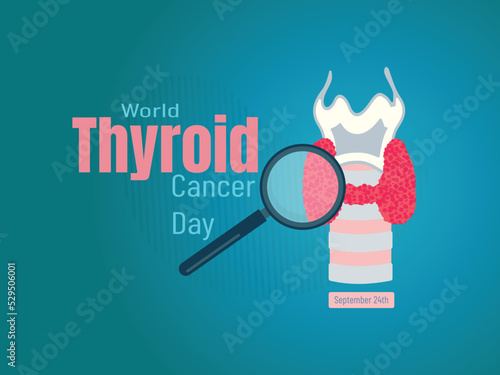 World Thyroid Cancer Day,Thyroid examination with magnifying glass. Thyroid disease concept.September 23.Vector Editable.