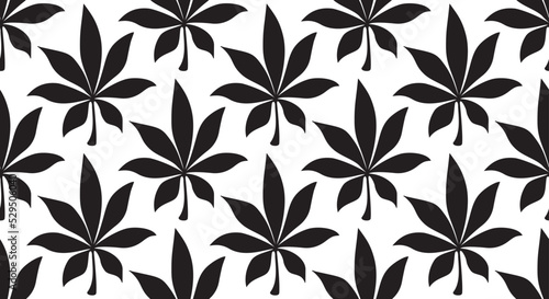 Cannabis cartoon illustration. Hemp pattern seamless vector illustration. Marijuana background
