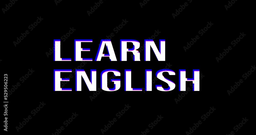 	
Learn English. White stamp text on a background. Learning animation
